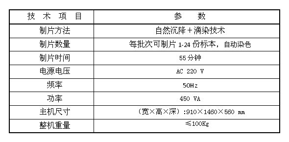 液基細胞分離制片染色一體機lct技術(shù)參數(shù)